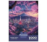 Adults 1000 Piece Jigsaw Puzzle Tokyo Night Blossoms Jigsaw for Adults Brain Teaser Game Staycation Kill Time Parent-child Interaction 70x50cm/1000pcs