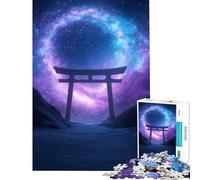 Adults 1000 Piece Jigsaw Puzzle Torii Gate Under Starry Sky Educational Challenge A Work of Art Anti-Stress Toys for Ages 14 And over (38x26cm)