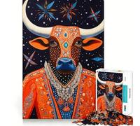 Adults 1000 Piece Jigsaw Puzzle Tribal Animal Bull Fine Joint Fun Mind Game Gift Cozy Game Play Xmas Leisure Gift(38x26cm)