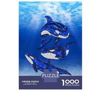 Adults 1000 Piece Jigsaw Puzzle Tribal Orca Killer Whales Jigsaws for Adults Brain Teaser Game Difficult Hard Unique Gifts for Birthday And Christmas 38x26cm/1000pcs