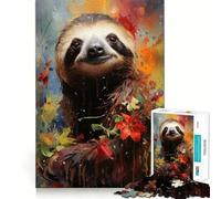 Adults 1000 Piece Jigsaw Puzzle Tropical Floral Sloth Fine Joint Fun Mind Game Gift Cozy Game Play Xmas Leisure Gift(38x26cm)