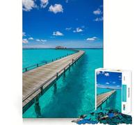 Adults 1000 Piece Jigsaw Puzzle Tropical Island Pier with Turquoise Water Fine Joint Fun Mind Game Gift Cozy Game Play Xmas Leisure Gift (50x75cm)