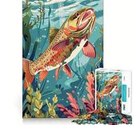 Adults 1000 Piece Jigsaw Puzzle Trout in Underwater World Fine Joint Fun Mind Game Gift Cozy Game Play Xmas Leisure Gift (38x52cm)