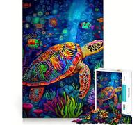 Adults 1000 Piece Jigsaw Puzzle Turtle Watercolor Animal Fine Joint Fun Mind Game Gift Cozy Game Play Xmas Leisure Gift(38x26cm)