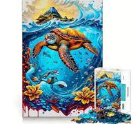 Adults 1000 Piece Jigsaw Puzzle Turtle Watercolor Animal Fine Joint Fun Mind Game Gift Cozy Game Play Xmas Leisure Gift (50x75cm)