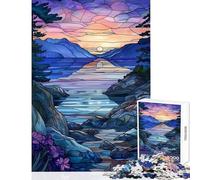 Adults 1000 Piece Jigsaw Puzzle Twilight Beach Tranquility DIY Toys Secret Santa Gifts Practical Game Improving Love between Couples Size 38x26cm