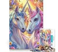 Adults 1000 Piece Jigsaw Puzzle Two Unicorns in Bloom Fine Joint Fun Mind Game Gift Cozy Game Play Xmas Leisure Gift (50x75cm)