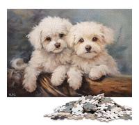 Adults 1000 Piece Jigsaw Puzzle Two White Poodle Puppies Wooden Puzzles Brain Teaser Puzzles For Adults 1000pcs (75x50cm)