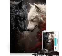 Adults 1000 Piece Jigsaw Puzzle Two Wolves Fighting Fine Joint Fun Mind Game Gift Cozy Game Play Xmas Leisure Gift (38x52cm)