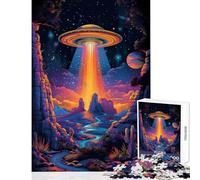 Adults 1000 Piece Jigsaw Puzzle UFO Spaceship on The Hill Jigsaw 1000 Pieces Educational Games Great Gifts for Games Suitable for Couples (50x75cm)