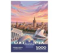 Adults 1000 Piece Jigsaw Puzzle Valencia Cityscape with Modern Architecture Jigsaw Puzzle Brain Teaser Game Presents for Women Difficult And Challenge 70x50cm/1000pcs