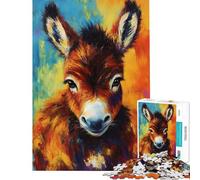 Adults 1000 Piece Jigsaw Puzzle Vibrant Donkey Portrait Jigsaw 1000 Pieces Educational Games Secret Santa Gifts Staycation Kill Time (Size 50x75cm)