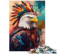 Adults 1000 Piece Jigsaw Puzzle Vibrant Eagle Headdress Art Puzzle For Teenagers Precision Cutting Train Your Brain And Hands Learning Educational Toys (38x52cm/1000pcs)