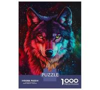 Adults 1000 Piece Jigsaw Puzzle Vibrant Wolf Galaxy Art -2 Jigsaws for Adults Relaxing Games Stress Reliever Parent-child Interaction 70x50cm/1000pcs