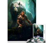 Adults 1000 Piece Jigsaw Puzzle Viking God Thor Odin Wolf Jigsaw Puzzles for Adults Birthday Present Educational Challenge Family Fun & Game Night (38x52cm)