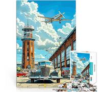 Adults 1000 Piece Jigsaw Puzzle Vintage Airplane and Car Handgeschwindigkeitswettbewerb tolles Geschenk75x50cm