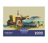 Adults 1000 Piece Jigsaw Puzzle Vintage Car And Tractor Art Print Jigsaws for Adults Fun Games Wall Decoration Unique Gifts for Birthday And Christmas 38x26cm/1000pcs