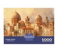 Adults 1000 Piece Jigsaw Puzzle Vintage Mediterranean Village Scene Puzzles for Adults Brain Teaser Game Perfect Decoration Birthday And Unique Gifts 70x50cm/1000pcs