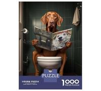 Adults 1000 Piece Jigsaw Puzzle Vizsla on The Toilet Jigsaws for Adults Brain Teaser Game But Fun And Humorous Difficult And Challenge 52x38cm/1000pcs