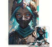 Adults 1000 Piece Jigsaw Puzzle Warrior Woman in A Mask Family Game Difficult And Challenge Unique Birthday And Gifts 38x26cm