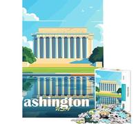 Adults 1000 Piece Jigsaw Puzzle Washington DC Landmark Toy Intellectual Game Impossible Game Learning Educational Secret Santa Gifts (Size 38x52cm)