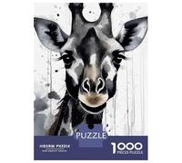 Adults 1000 Piece Jigsaw Puzzle Watercolor Painted Giraffe Puzzles for Adults Brain Teaser Game Perfect Decoration Birthday And Unique Gifts 38x26cm/1000pcs