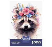 Adults 1000 Piece Jigsaw Puzzle Watercolor Raccoon Art Jigsaws for Adults Brain Teaser Game Difficult Hard Unique Gifts for Birthday And Christmas 38x26cm/1000pcs