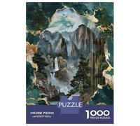 Adults 1000 Piece Jigsaw Puzzle Waterfall Mountain Landscape Art Print Puzzle for Adults Relax Games But Fun And Humorous Difficult And Challenge 38x26cm/1000pcs
