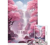 Adults 1000 Piece Jigsaw Puzzle Waterfall Sakura Trees Puzzles for Teenagers Hand Speed Race Difficult And Challenge Learning Educational Toys (50x75cm)