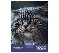 Adults 1000 Piece Jigsaw Puzzle Wet Cat Jigsaw Puzzle Brain Teaser Game Wall Art Unique Gifts for Birthday And Christmas 70x50cm/1000pcs