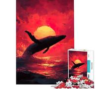 Adults 1000 Piece Jigsaw Puzzle Whale Breaching at Sunset Educational Challenge A Work of Art Anti-Stress Toys for Ages 14 And over (38x26cm)