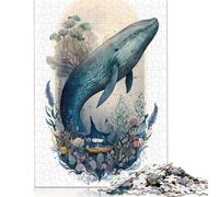 Adults 1000 Piece Jigsaw Puzzle Whale Enchanted Forest Puzzle Jigsaws for Adults Teenagers Teenager Man Woman Gift 38x26cm/1000pcs