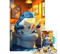 Adults 1000 Piece Jigsaw Puzzle Whale on The Toilet Funny Fun at Home Activities, Difficult Challenge Home Decoration Toys for And 14 Years And over (38x26cm)
