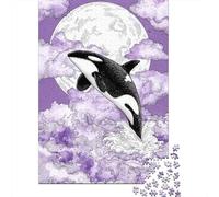 Adults 1000 Piece Jigsaw Puzzle Whale Watching Under The Moonlight Jigsaws for Adults Fun Games Wall Decoration Unique Gifts for Birthday And Christmas 38x26cm/1000pcs