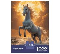 Adults 1000 Piece Jigsaw Puzzle White Horse Rearing in Ocean Waves Puzzles for Adults Fun Games Perfect Decoration Parent-child Interaction 38x26cm/1000pcs