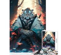 Adults 1000 Piece Jigsaw Puzzle White Tiger Samurai Jigsaws for Adults Puzzle Difficult Hard Wishlist with Santa Claus Birthday Present,Travel Gifts, (50x75cm)