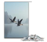 Adults 1000 Piece Jigsaw Puzzle Wild Geese Flying Family Fun Puzzle with Matching Poster And Trivia Sheet 1000 PCS(38x26cm)