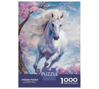 Adults 1000 Piece Jigsaw Puzzle Wild White Horse in Winter Jigsaw Puzzle Brain Teaser Game Presents for Women Difficult And Challenge 38x26cm/1000pcs