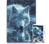 Adults 1000 Piece Jigsaw Puzzle Wild Wolf in The Snow Unique Challenge Game Hand Speed Race Educational Toy Size 38x26cm