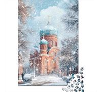 Adults 1000 Piece Jigsaw Puzzle Winter Wonderland Church-4 Puzzles for Adults Brain Teaser Game Perfect Decoration Birthday And Unique Gifts 38x26cm/1000pcs