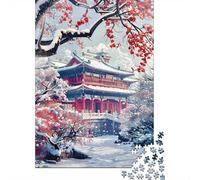 Adults 1000 Piece Jigsaw Puzzle Winter Wonderland Pagoda Jigsaws for Adults Fun Games Wall Decoration Unique Gifts for Birthday And Christmas 52x38cm/1000pcs