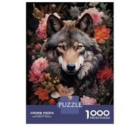 Adults 1000 Piece Jigsaw Puzzle Wolf Flowers Jigsaw Puzzle Brain Teaser Game Presents for Women Difficult And Challenge 38x26cm/1000pcs