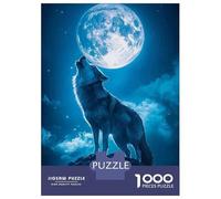 Adults 1000 Piece Jigsaw Puzzle Wolf Howling at The Moon Jigsaws for Adults Brain Teaser Game Difficult Hard Unique Gifts for Birthday And Christmas 52x38cm/1000pcs