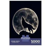 Adults 1000 Piece Jigsaw Puzzle Wolf Howling Under Moon Jigsaws for Adults Brain Teaser Game Difficult Hard Unique Gifts for Birthday And Christmas 52x38cm/1000pcs