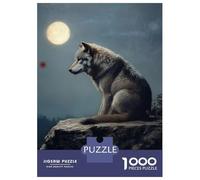 Adults 1000 Piece Jigsaw Puzzle Wolf Under Moonlight Jigsaws for Adults Brain Teaser Game But Fun And Humorous Difficult And Challenge 52x38cm/1000pcs