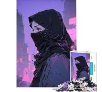 Adults 1000 Piece Jigsaw Puzzle Woman Veiled in Neon Educational Challenge A Work of Art Anti-Stress Toys for Ages 14 And over (50x75cm)