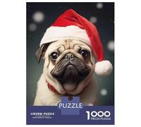 Adults 1000 Piece Jigsaw Puzzle Xmas Pug Wall Art Jigsaws for Adults Fun Games Wall Decoration Unique Gifts for Birthday And Christmas 70x50cm/1000pcs