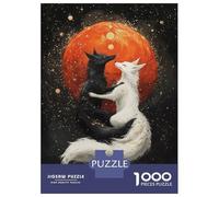 Adults 1000 Piece Jigsaw Puzzle Yin And Yang Foxes Jigsaws for Adults Relaxing Games Stress Reliever Parent-child Interaction 52x38cm/1000pcs