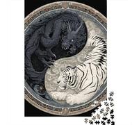 Adults 1000 Piece Jigsaw Puzzle Yin Yang Dragon Tiger Art Print Puzzles for Adults Brain Teaser Game Perfect Decoration Birthday And Unique Gifts 38x26cm/1000pcs