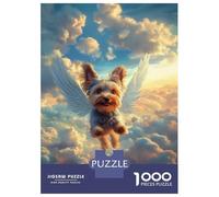 Adults 1000 Piece Jigsaw Puzzle Yorkshire Terrier with Angel Wings Pet Memorial Art Jigsaws for Adults Brain Teaser Game But Fun And Humorous Difficult And Challenge 52x38cm/1000pcs